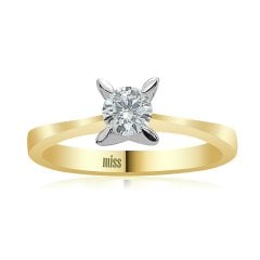 Pırlanta Tektaş Yüzük - E Renk 0,30 Karat Badem Tırnak 14 Ayar