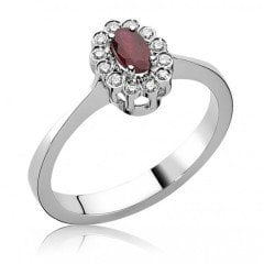 Pırlantalı Oval Yakutlu Yüzük