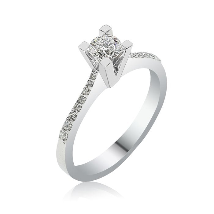 Pırlanta Tektaş Yüzük - 0,42 Karat E Renk 14 Ayar