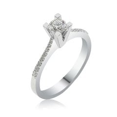 Pırlanta Tektaş Yüzük - 0,42 Karat E Renk 14 Ayar