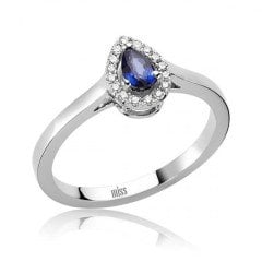 Pırlantalı Damla Safir Yüzük