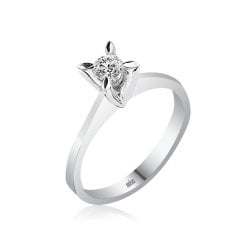 HRD Sertifikalı Tektaş Yüzük - 0,30 Karat G Renk 14 Ayar