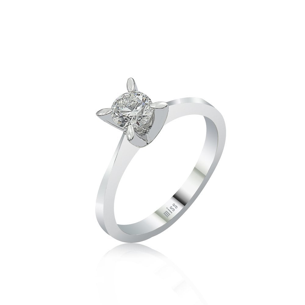 Tektaş Pırlanta Yüzük - 0,42 Karat Badem Tırnak 14 Ayar