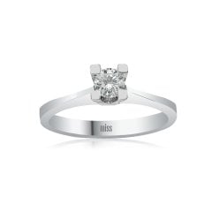 Pırlanta Tektaş Yüzük - G Renk 0,25 Karat Takoz Tırnak 14 Ayar