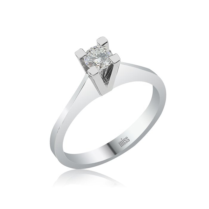 Pırlanta Tektaş Yüzük - G Renk 0,25 Karat Takoz Tırnak 14 Ayar