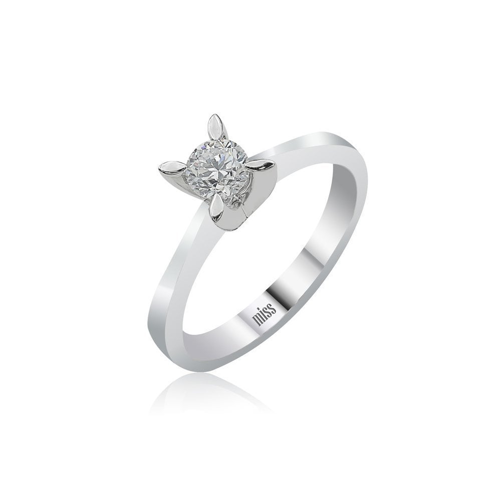 Sertifikalı Pırlanta Tektaş Yüzük - 0,30 Karat D Renk 14 Ayar