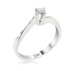 Pırlanta Tektaş Yüzük - G Renk 0,15 Karat Çapraz Kol 14 Ayar