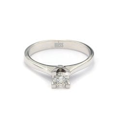 Sertifikalı Pırlanta Tektaş Yüzük - G Renk 0,30 Karat 14 Ayar