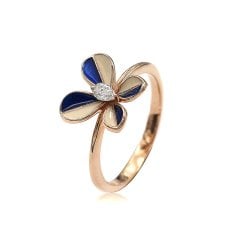 Mineli Kelebek Yüzük - Damla Pırlanta 14 Ayar