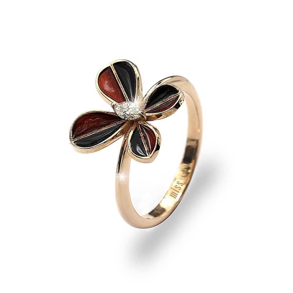 Kelebekli Mineli Yüzük - Damla Pırlanta 14 Ayar