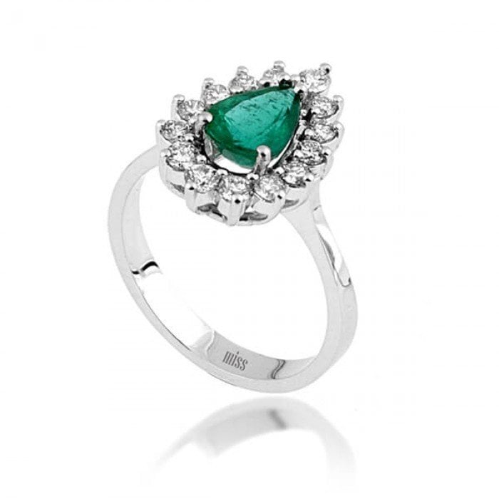 Pırlantalı Damla Zümrüt Anturaj Yüzük