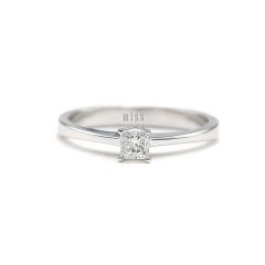 Prenses Pırlanta Tektaş Yüzük - 0,25 Karat  F Renk 14 Ayar