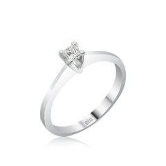 Prenses Kesim Pırlanta Tektaş Yüzük - G Renk 0,14 Karat 14 Ayar