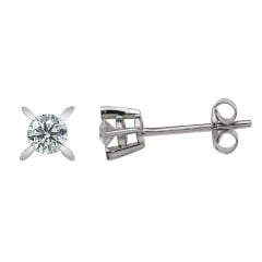 Tektaş Pırlanta Küpe - 0,22 Karat Badem Tırnak 14K