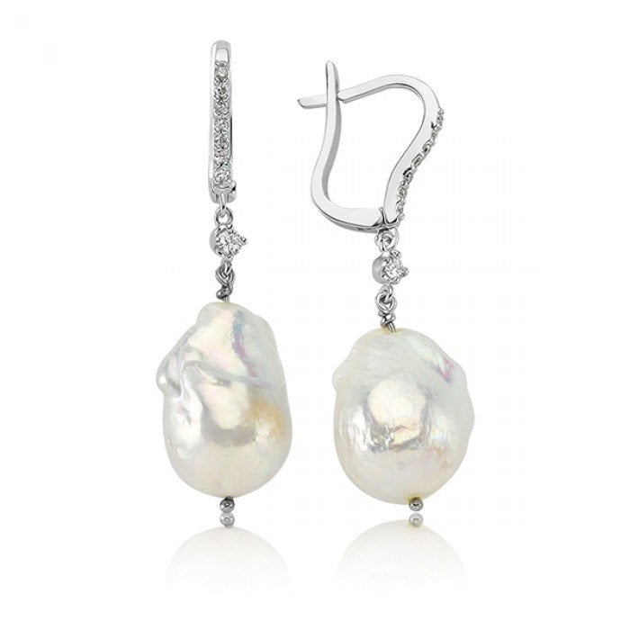 İncili Pırlanta Barok Küpe