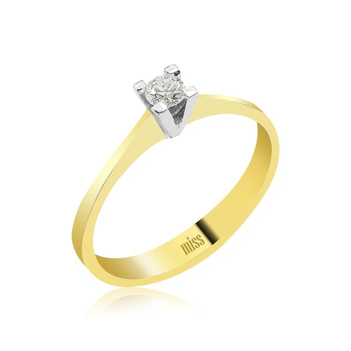 Pırlanta Tektaş Yüzük - 0,15 Karat 18 Ayar Sarı Altın