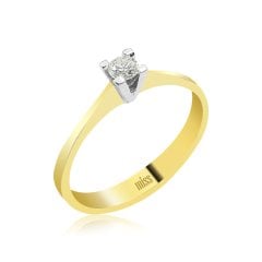 Pırlanta Tektaş Yüzük - 0,15 Karat 18 Ayar Sarı Altın