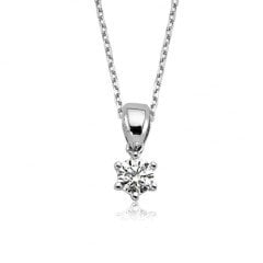 Pırlanta Tektaş Kolye - 0,30 Karat 6 Tırnak 14 Ayar