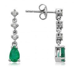 Renkli Taşlı Küpe - Pırlantalı Damla Zümrüt Küpe